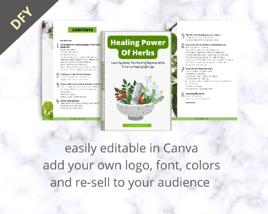 Editable Healing Power Of Herbs Ebook | Done-for-You Ebook in Canva