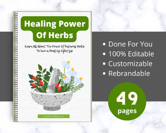 Editable Healing Power Of Herbs Ebook | Done-for-You Ebook in Canva