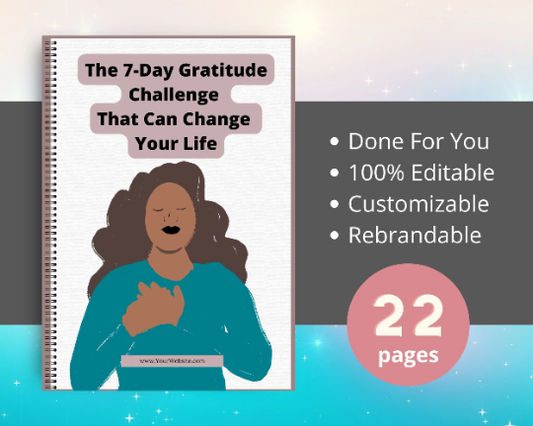 Editable The 7-Day Gratitude Challenge Ebook | Done-for-You Ebook in Canva