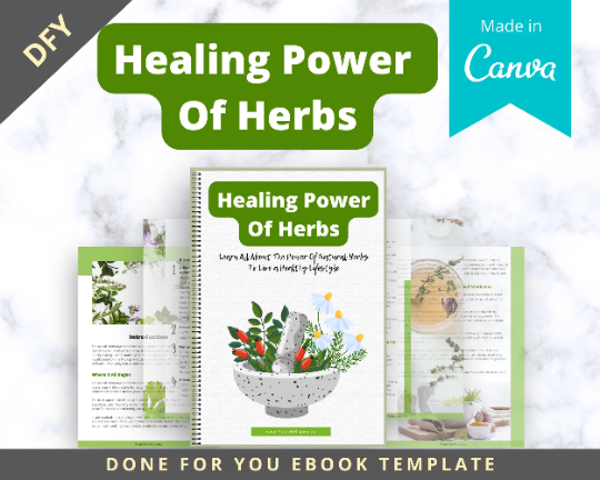 Editable Healing Power Of Herbs Ebook | Done-for-You Ebook in Canva