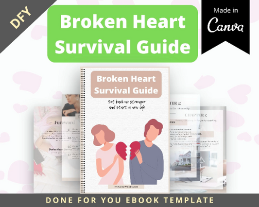Editable Broken Heart Survival Guide | Done-for-You Ebook in Canva
