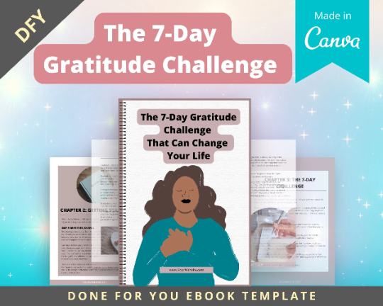 Editable The 7-Day Gratitude Challenge Ebook | Done-for-You Ebook in Canva