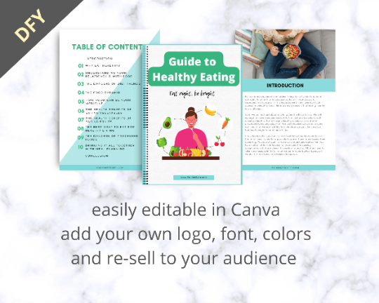 Editable Guide to Healthy Eating Ebook | Done-for-You Ebook in Canva