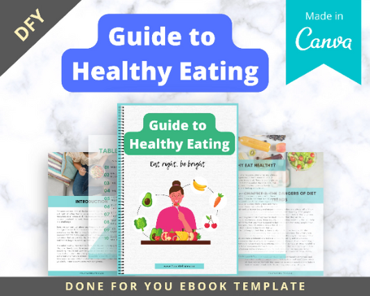 Editable Guide to Healthy Eating Ebook | Done-for-You Ebook in Canva