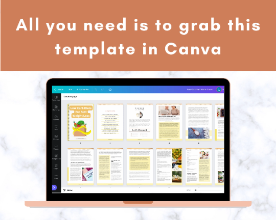 Editable Low Carb Diets For Fast Weight Loss Ebook | Done-for-You Ebook in Canva