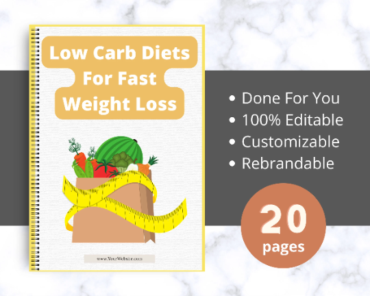 Editable Low Carb Diets For Fast Weight Loss Ebook | Done-for-You Ebook in Canva