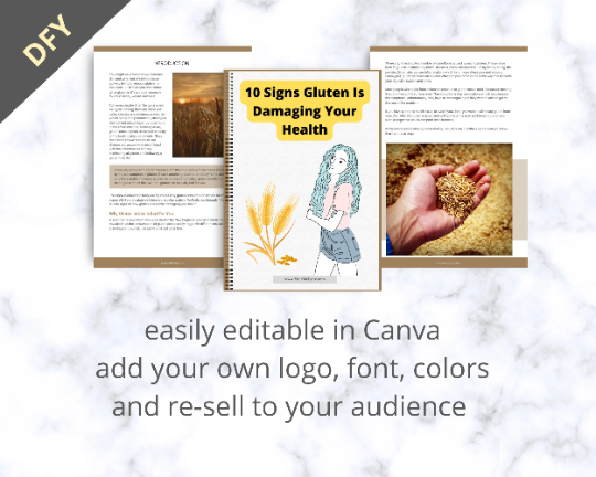Editable 10 Signs Gluten Is Damaging Your Health Ebook | Done-for-You Ebook in Canva
