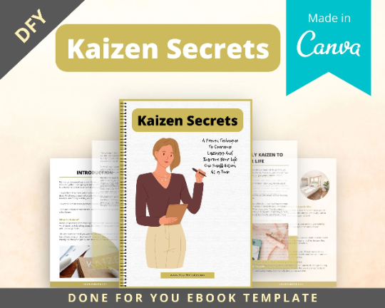 Editable Kaizen Secrets Mini Ebook | Done-for-You Ebook in Canva