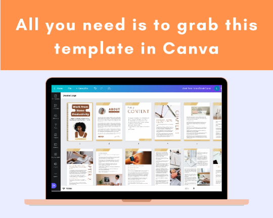 Editable Work From Home Productivity Ebook | Done-for-You Ebook in Canva