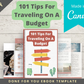 Editable 101 Tips For Traveling On A Budget Ebook in Canva