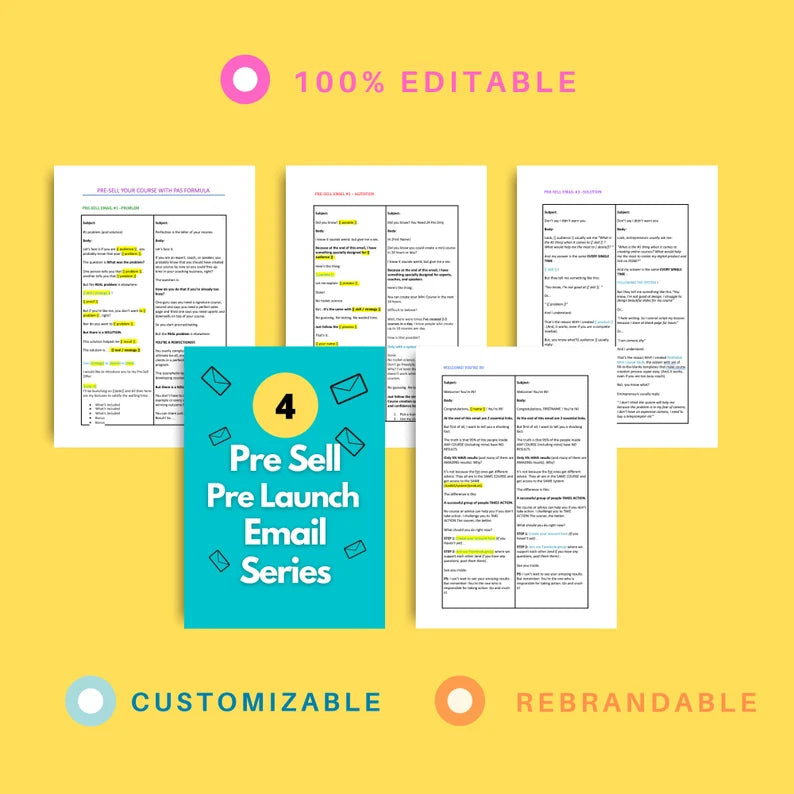 Pre-Sell Your Course Email Sequence | Pre Launch Email Templates