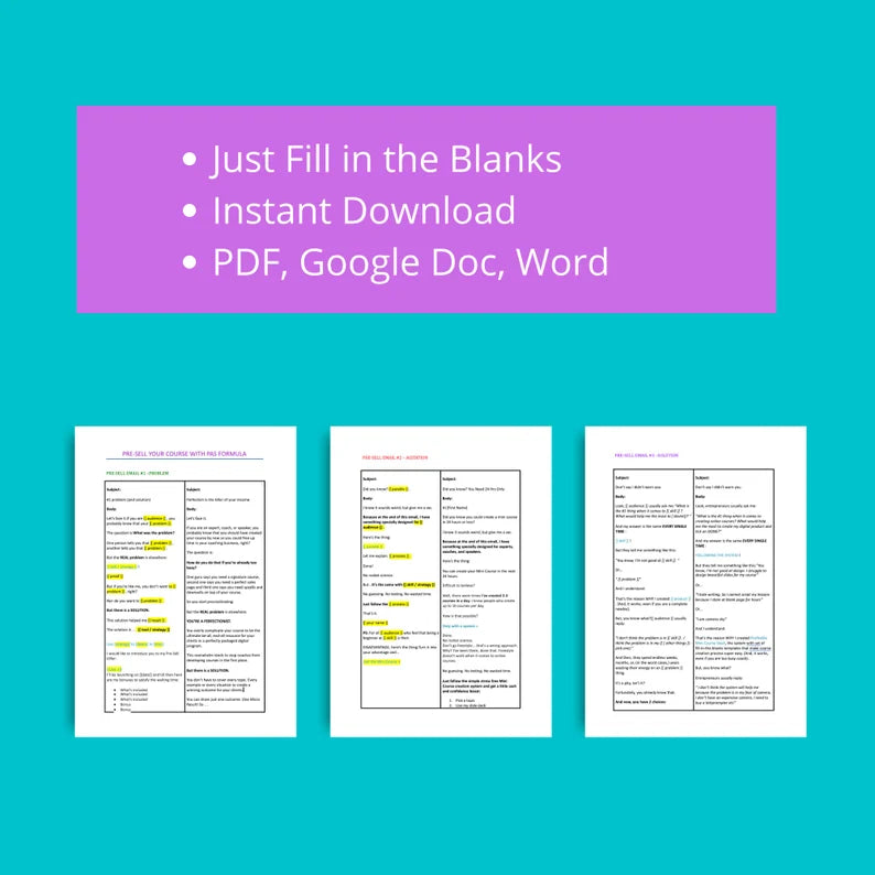 Pre-Sell Your Course Email Sequence | Pre Launch Email Templates