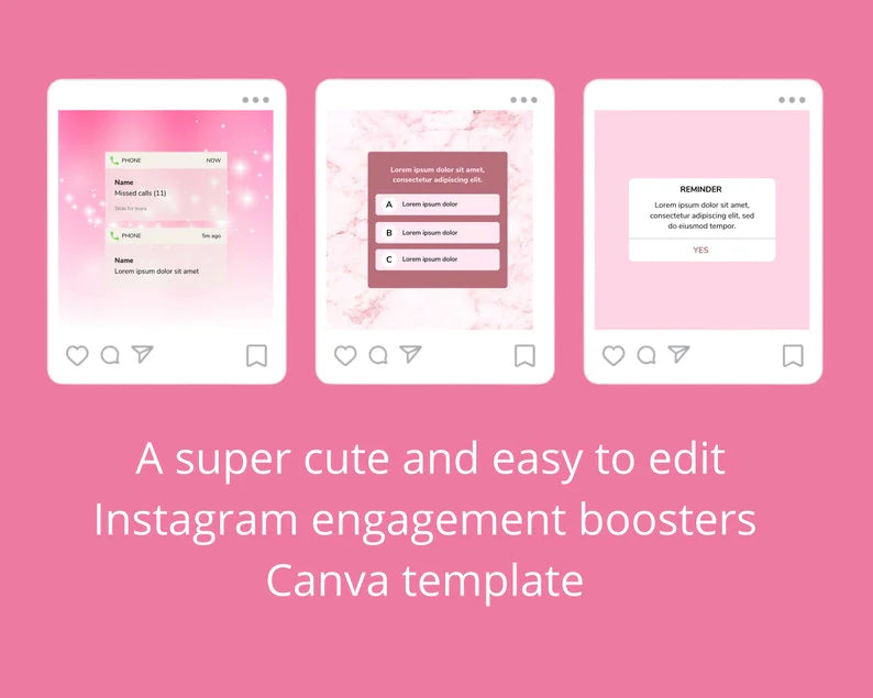 30+ Instagram Engagement Post Templates Canva, Notification Marketing Graphics, IG Branding Kit