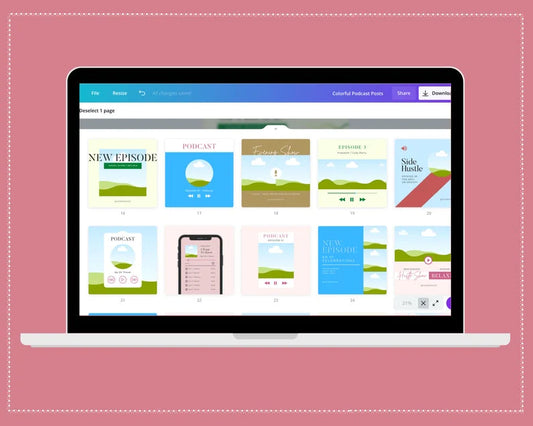 Podcast Instagram Square Posts | Colorful 30+ Canva Templates for Instagram | Podcast Posts Template Pack