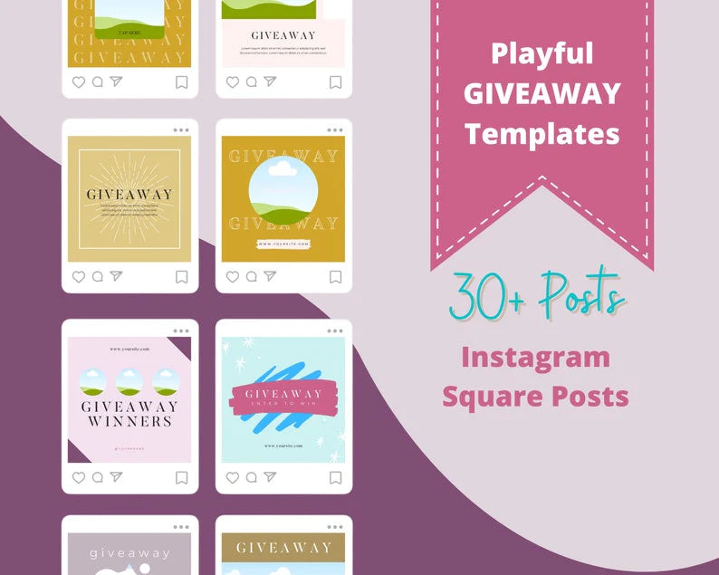 Giveaway Instagram Templates | Playful Instagram Feed Template | Instagram Canva Template