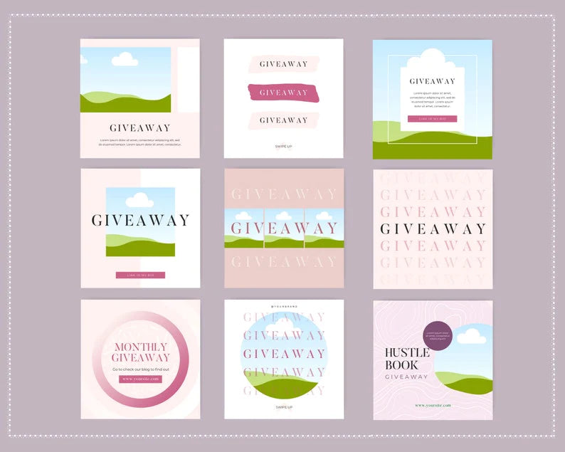 Giveaway Instagram Templates | Playful Instagram Feed Template | Instagram Canva Template