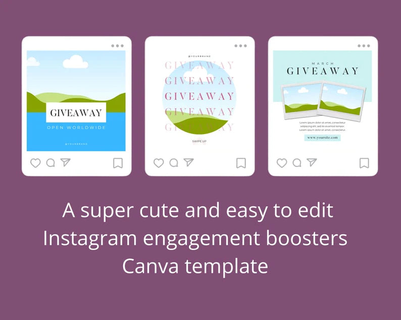 Giveaway Instagram Templates | Playful Instagram Feed Template | Instagram Canva Template