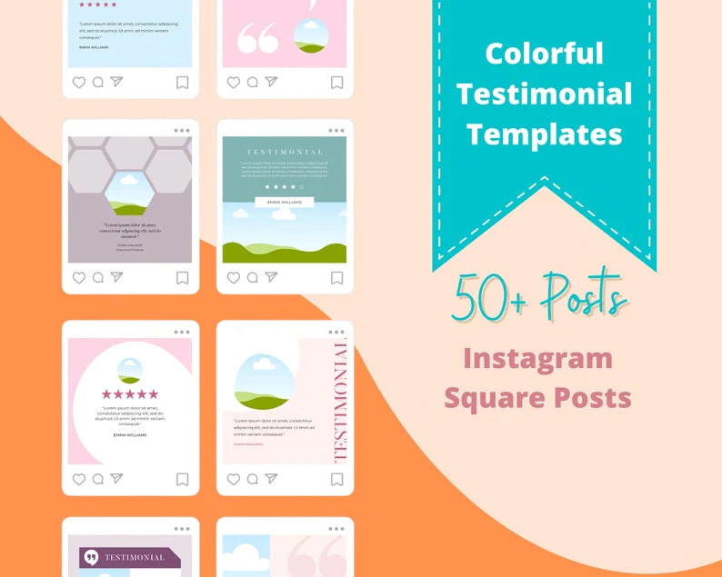 Testimonials Instagram Templates | 50 Instagram Engagement Post Templates Canva, Feedback Posts