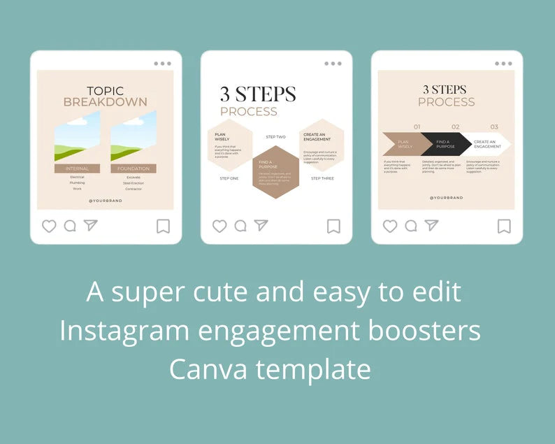 Boho Beige Lists & Processes Instagram Square Posts | 50 Canva Templates for Instagram | Social Media Templates