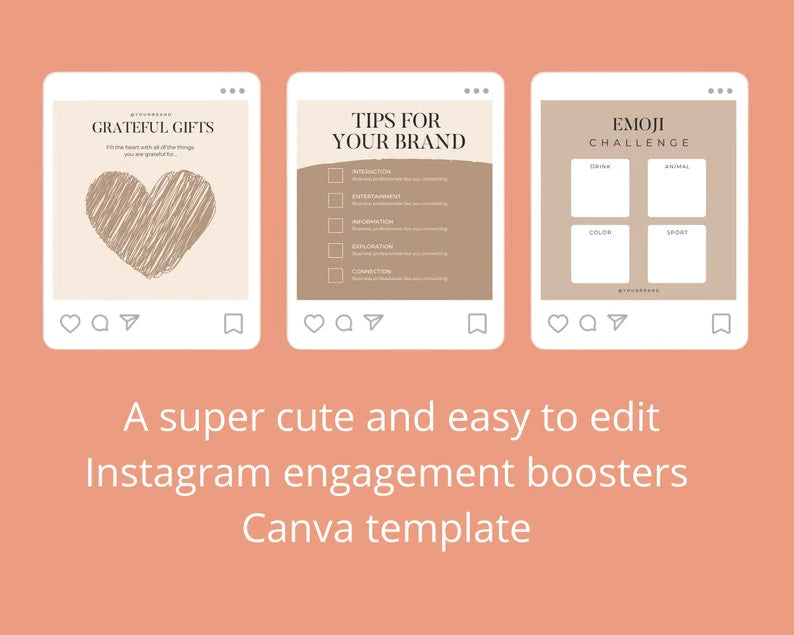 Boho Beige Instagram Game Squares | Instagram Canva Template | Marketing Template