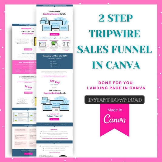 Sales Funnel in Canva | 2 Step Tripwire Sales Funnel in Canva