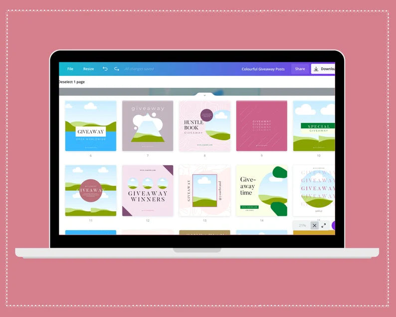 Giveaway Instagram Templates | Playful Instagram Feed Template | Instagram Canva Template