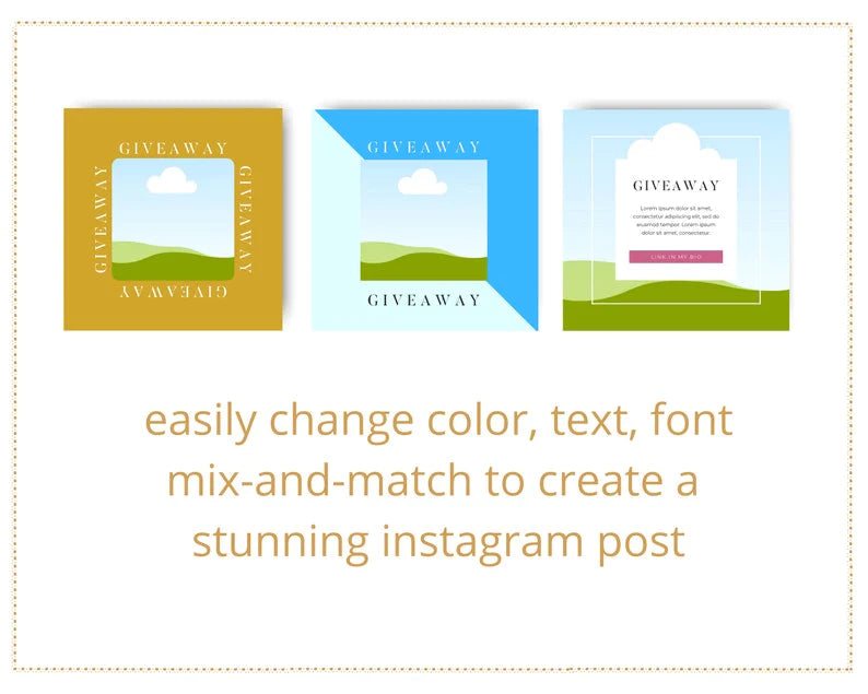 Giveaway Instagram Templates | Playful Instagram Feed Template | Instagram Canva Template