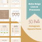 Boho Beige Lists & Processes Instagram Square Posts | 50 Canva Templates for Instagram | Social Media Templates