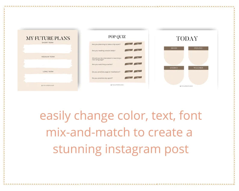 Boho Beige Instagram Game Squares | Instagram Canva Template | Marketing Template