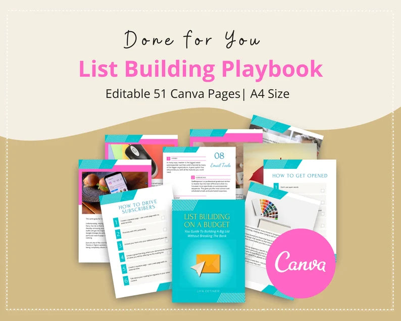 Done for You List Building Playbook in Canva