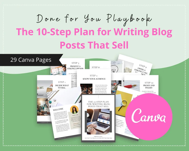 Done-for-You The 10-Step Plan for Writing Blogs Playbook in Canva
