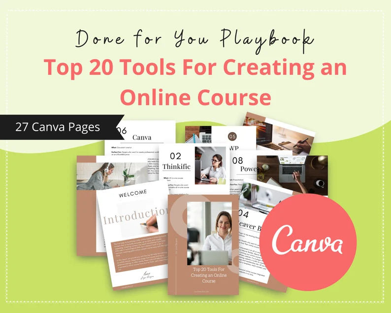 Done-for-You 20 Tools to Craft an Online Course Playbook in Canva