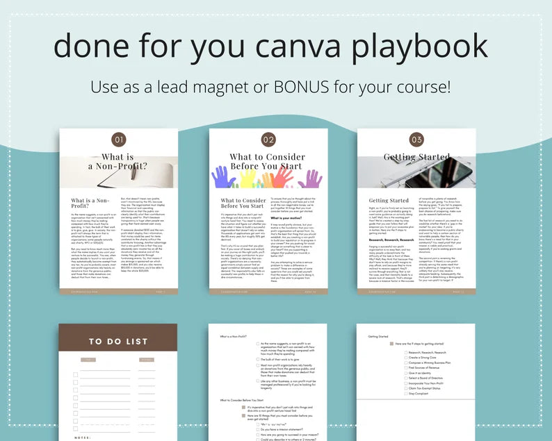 Done for You Launching a Non-Profit Playbook in Canva