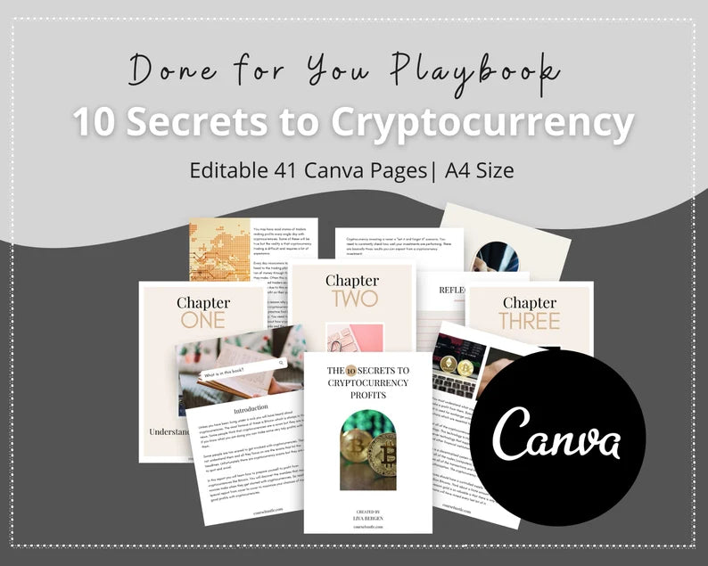 Done-for-You 10 Secrets to Cryptocurrency Profits Playbook in Canva