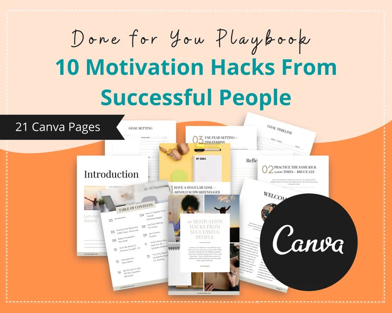 Done-for-You Motivation Hacks From Successful People Playbook in Canva