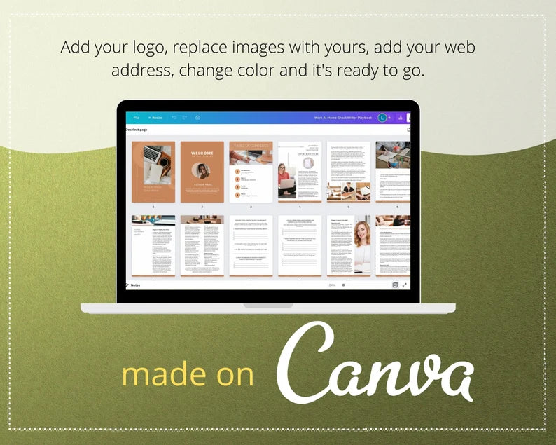 Work At Home Ghost Writer Playbook in Canva