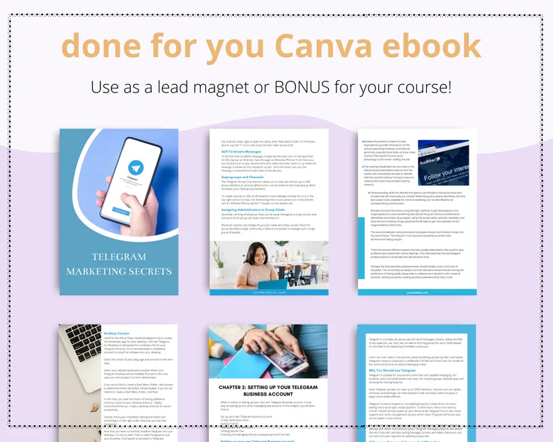 Telegram Marketing Secrets Ebook in Canva