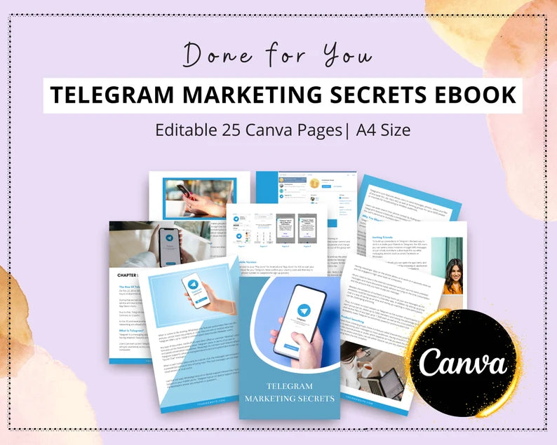 Telegram Marketing Secrets Ebook in Canva
