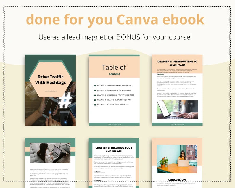 Drive Traffic With Hashtags Ebook in Canva