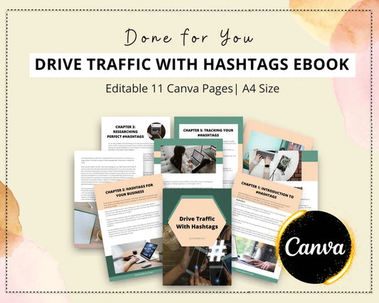 Drive Traffic With Hashtags Ebook in Canva