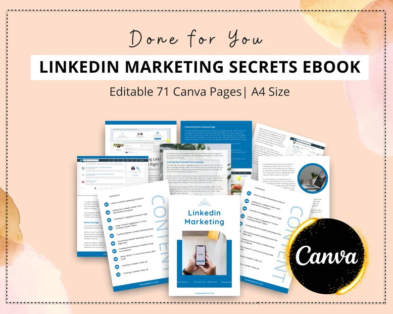 Linkedin Marketing Secrets Ebook in Canva