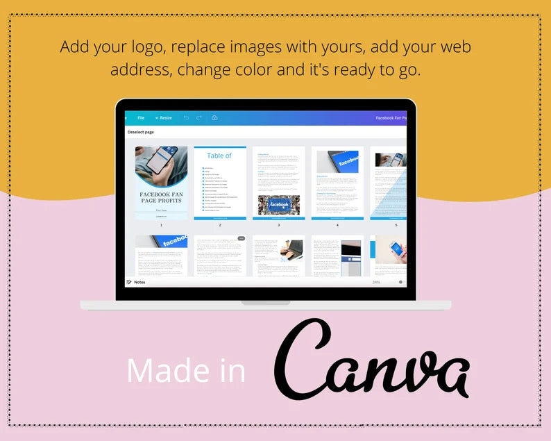 Facebook Fan Page Profits Ebook in Canva