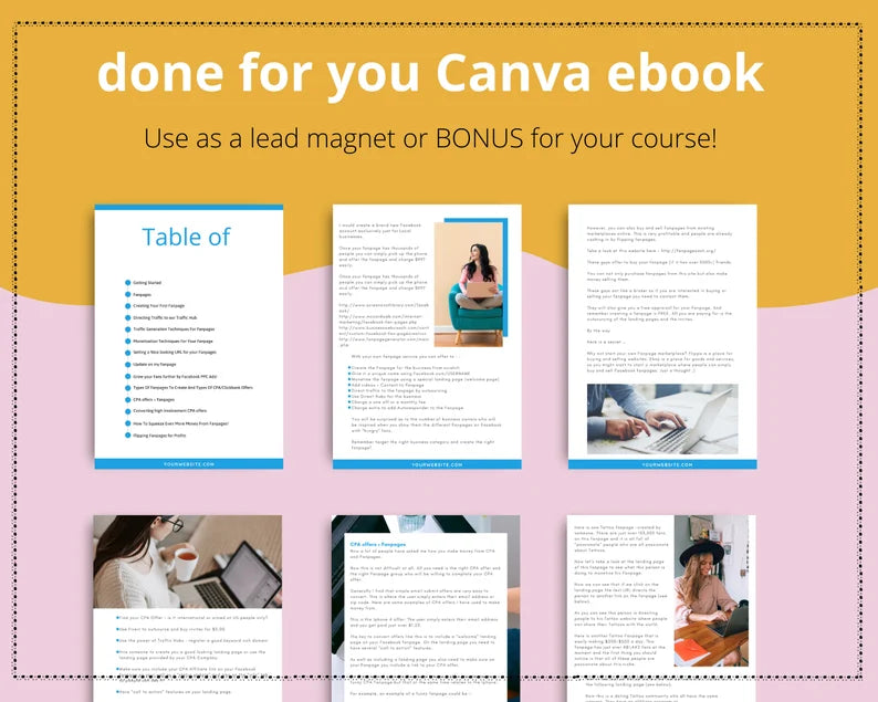 Facebook Fan Page Profits Ebook in Canva