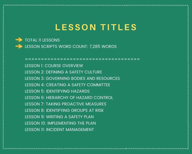 Done for You Online Course | Safety at Workplace | Business Course in a Box | 11 Lessons