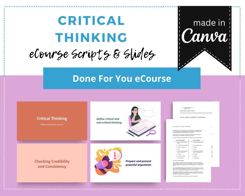 Done for You Online Course | Critical Thinking | Business Course in a Box | 10 Lessons