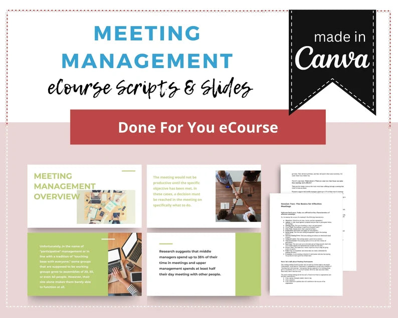 Done for You Online Course | Meeting Management | Communication Course in a Box | 10 Lessons
