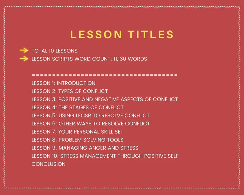 Done for You Online Course | Conflict Resolutions | Communication Course in a Box | 10 Lessons