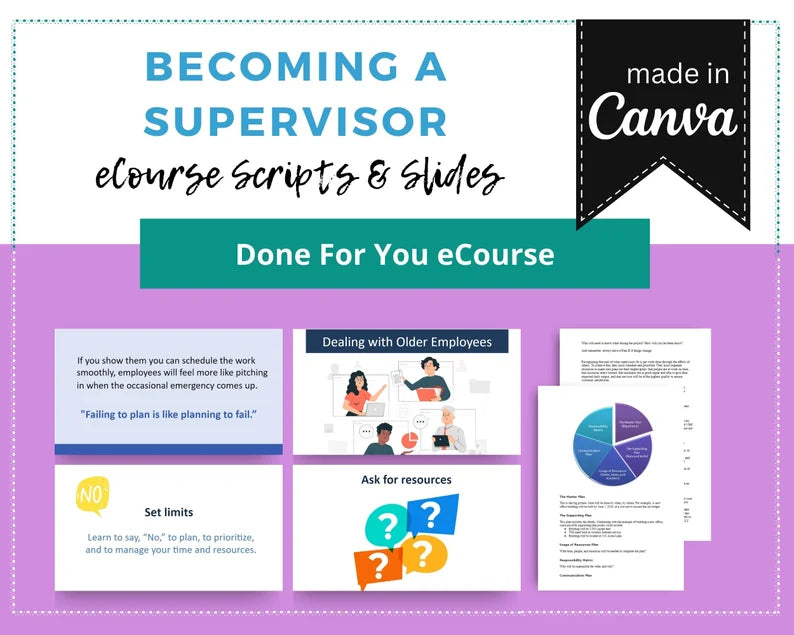 Done for You Online Course | Becoming a Supervisor | Business Course in a Box | 13 Lessons