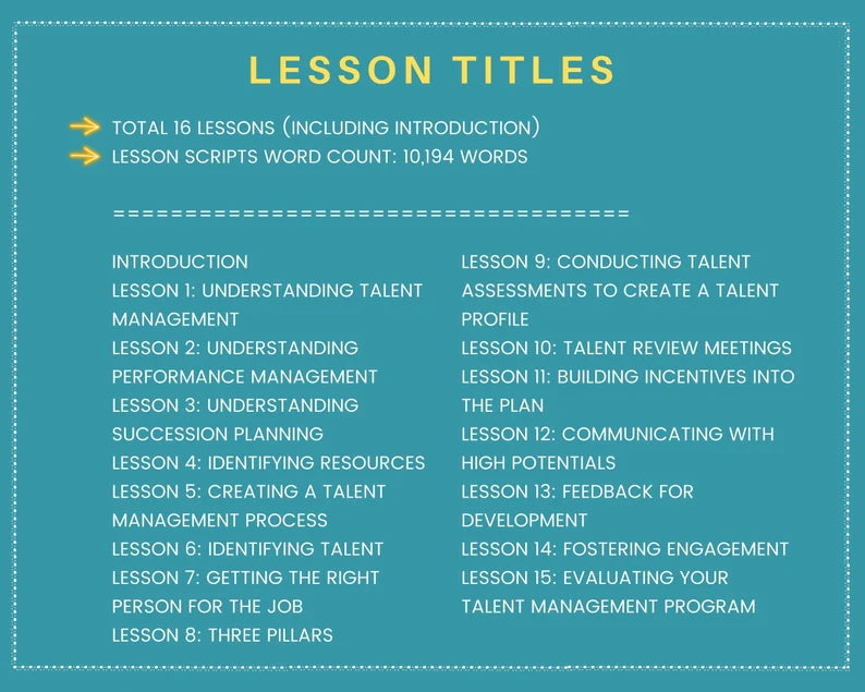 Done for You Online Course | Talent Management | HR Course in a Box | 15 Lessons