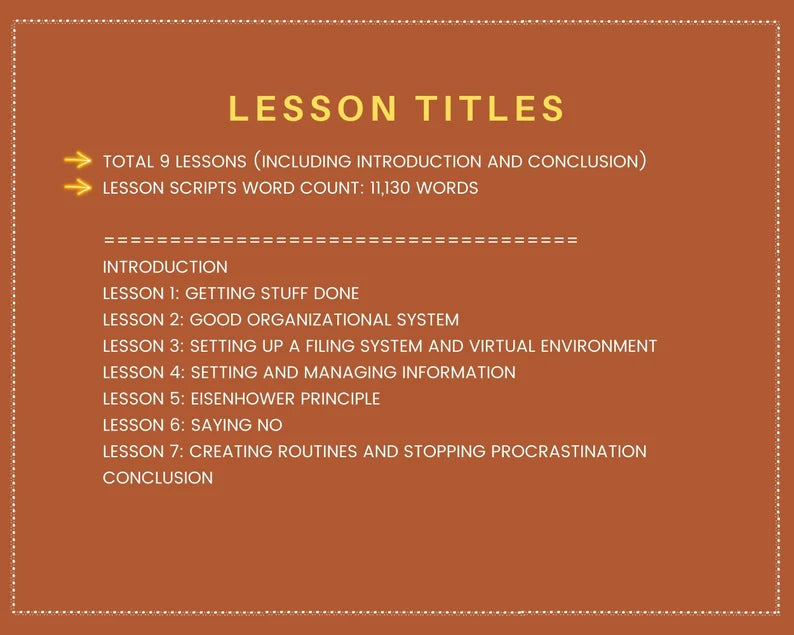 Done for You Online Course | Getting Stuff Done | Professional Course in a Box | 9 Lessons